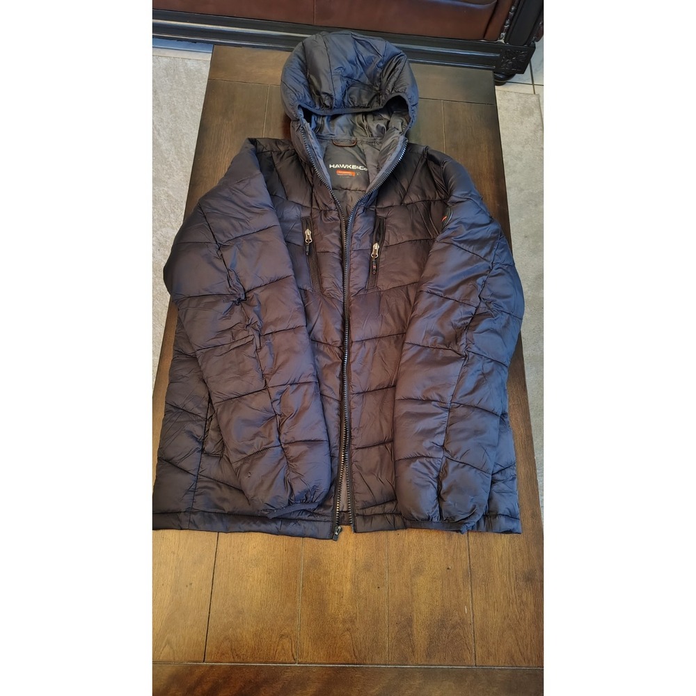 Hawke & Co. Men's WARM Puffer Jacket Bubble Coat Double Zip Size Small- Black